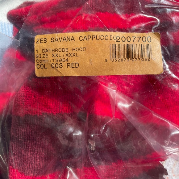 Roberto Cavalier Unisex Zebra Shawl Bathrobe Red Size XXL - Picture 15 of 15